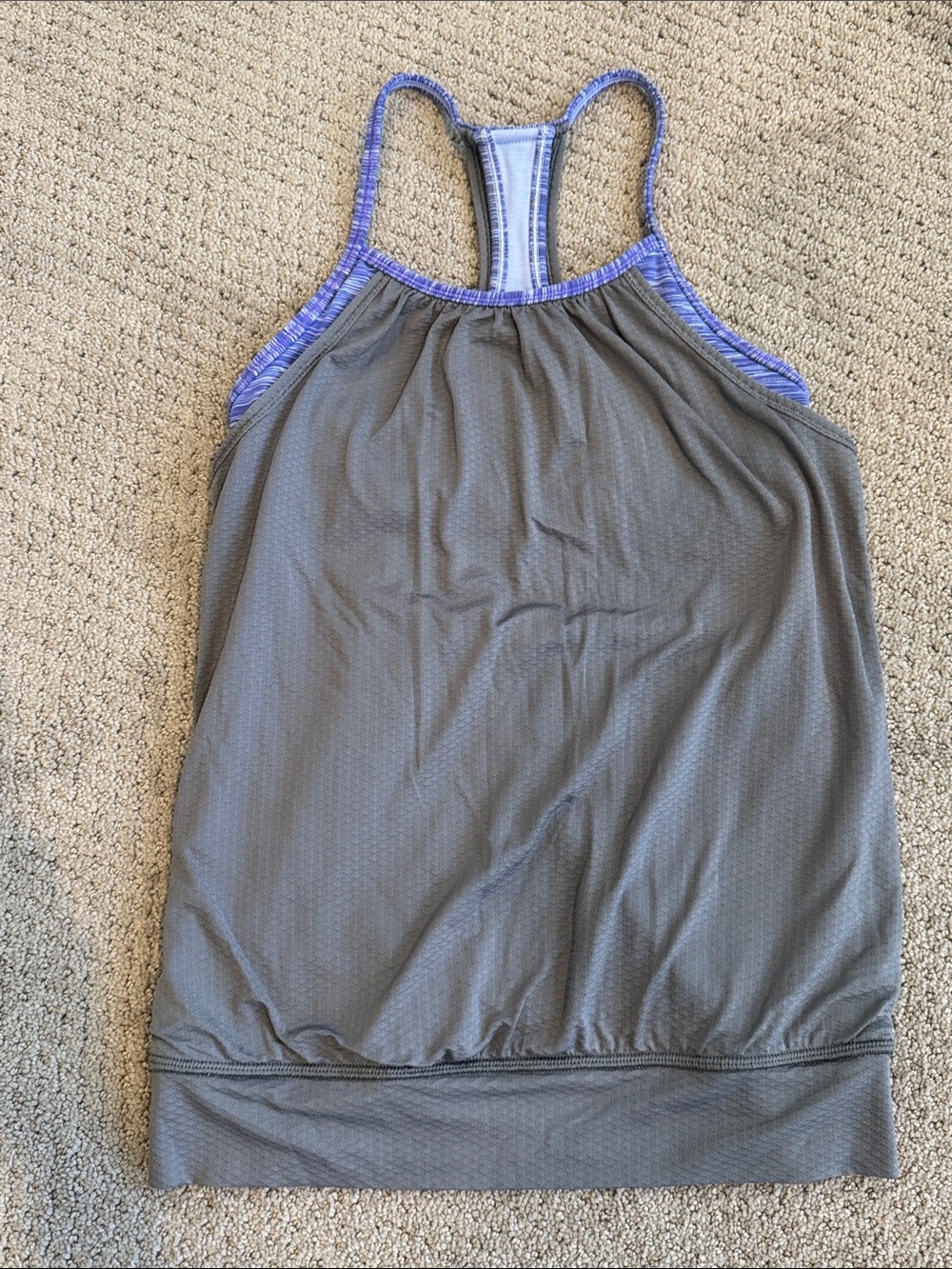 Ivviva girls grey and heathered purple racerback. Size 12.
